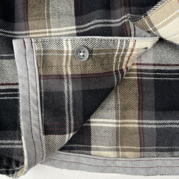 Marmot Sz Mens L Flannel Long-Sleeve Button-Down Casual Shirt Black Brown Plaid - Picture 7 of 15